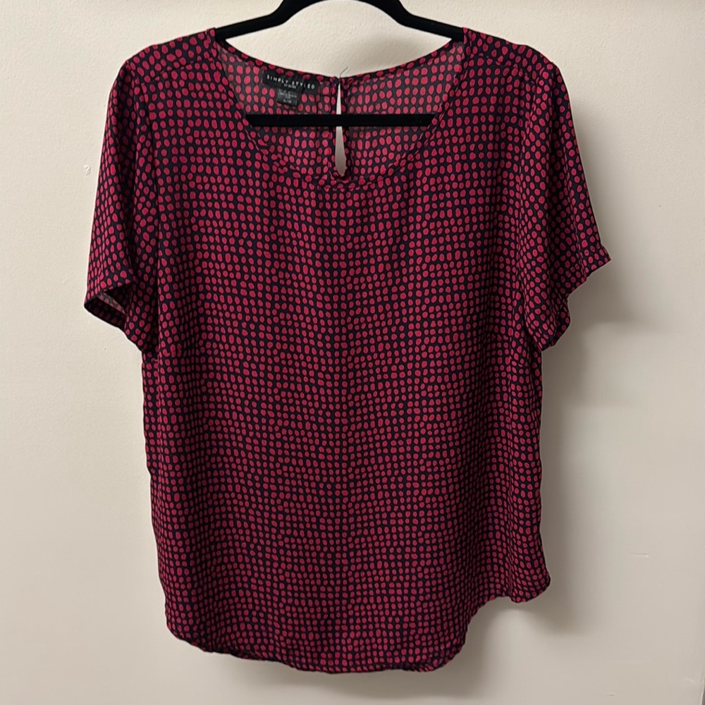 Simply Styled Blouse Size XL Color Blue Red